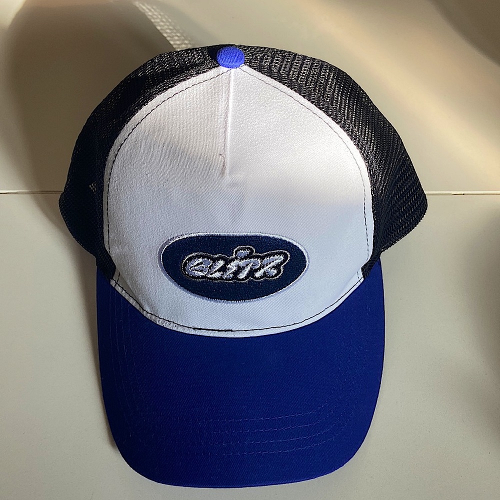 “BLITZ” blue and white embroidery trucker hat